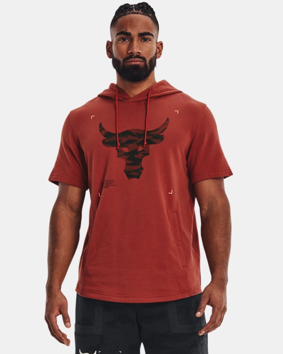 Men's Project Rock Terry Short Sleeve Hoodie in Red image number 0